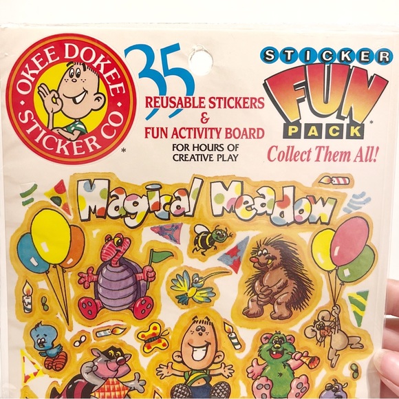 Vintage Okee Dokee Sticker Co Sticker Packs Lot Reusable Stickers Activity Board - Picture 4 of 7